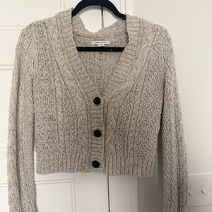 American Eagle Cream/Gray/Brown Toned Cable Knit Sweater